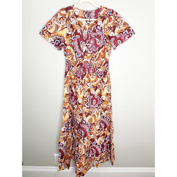 Anthropologie Somerset Maxi Dress in Bronze Paisley Print Medium - Picture 3 of 10
